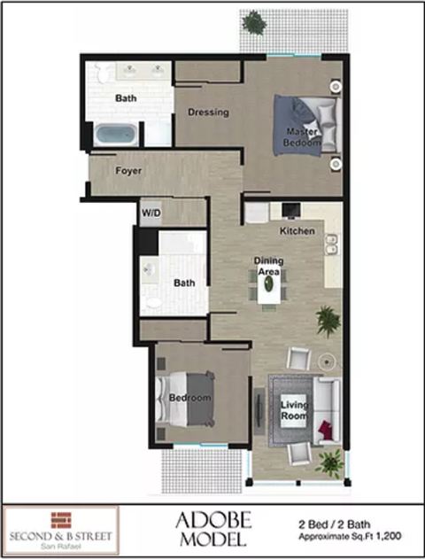 Adobe 2 bedroom 2 bath floorplan